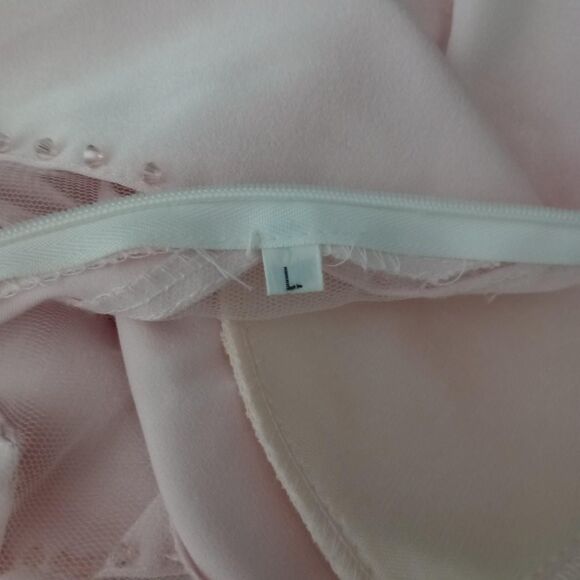 Y2K Pink Sheer Beaded Fairy Prom Dress - Picture 4 of 4